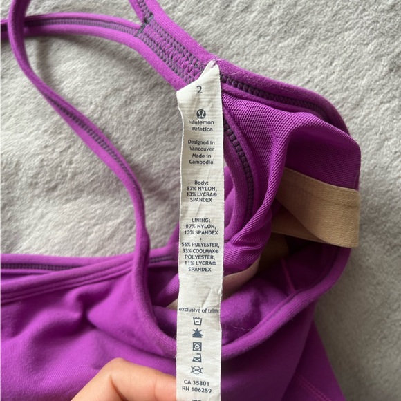 Lululemon Activewear Purple Tank top (build-in bra) - Picture 5 of 8